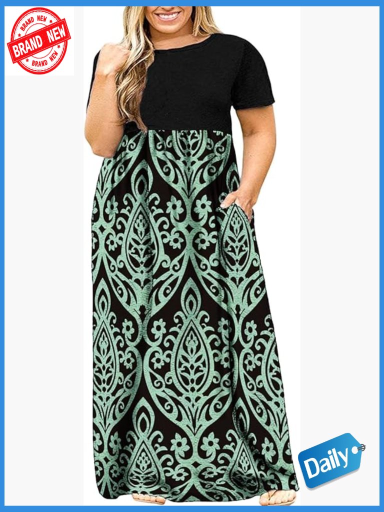 Plus Size Maxi Dress With Pockets Casual Beach Summer Dress